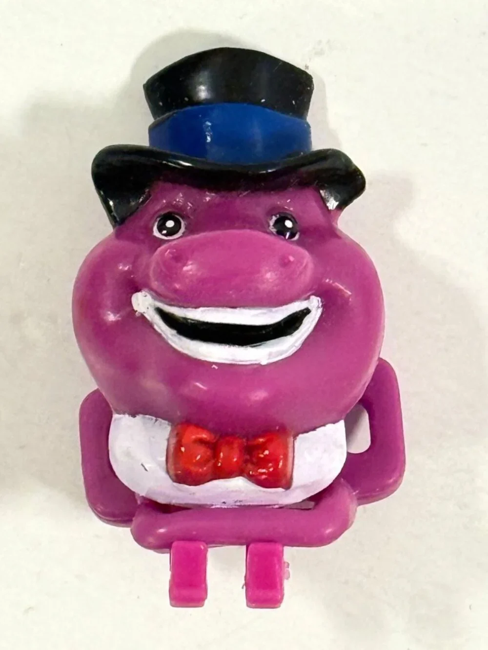 Vintage 1990s Barney the Purple Dinosaur in Top Hat Hair Clip Barrette